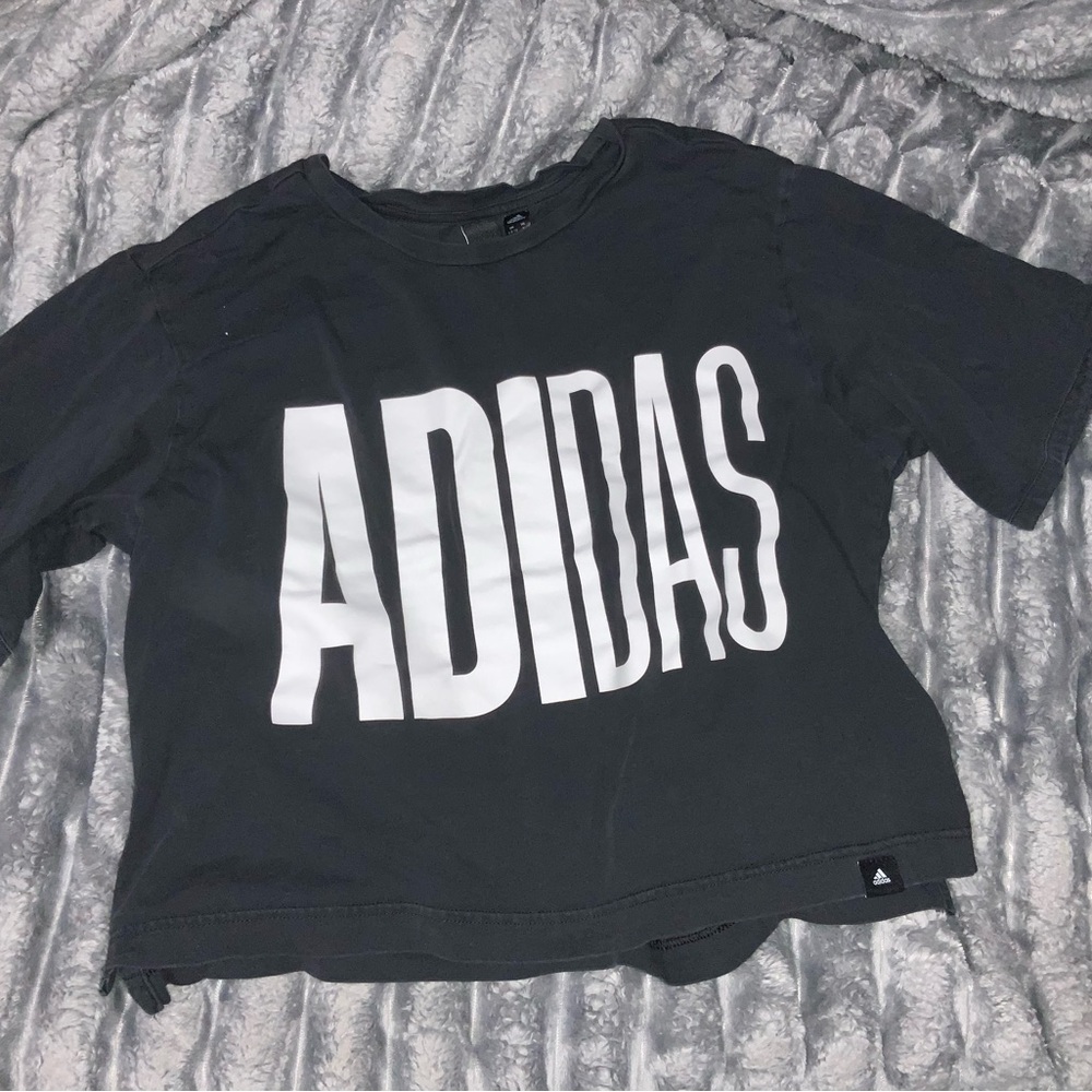 Adidas Black and White Crop Top Athletic Style